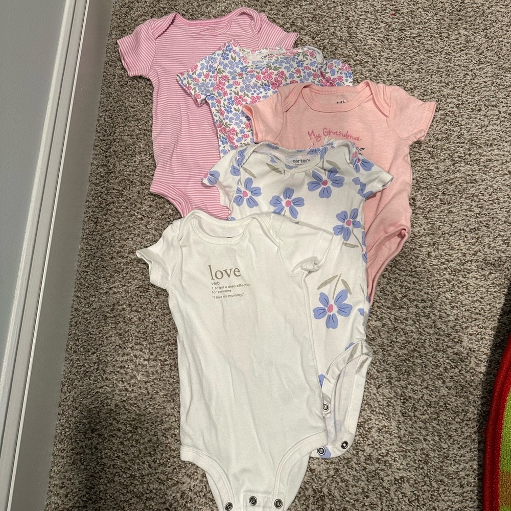 Floral Baby Onesie Bundle in Pink and Blue